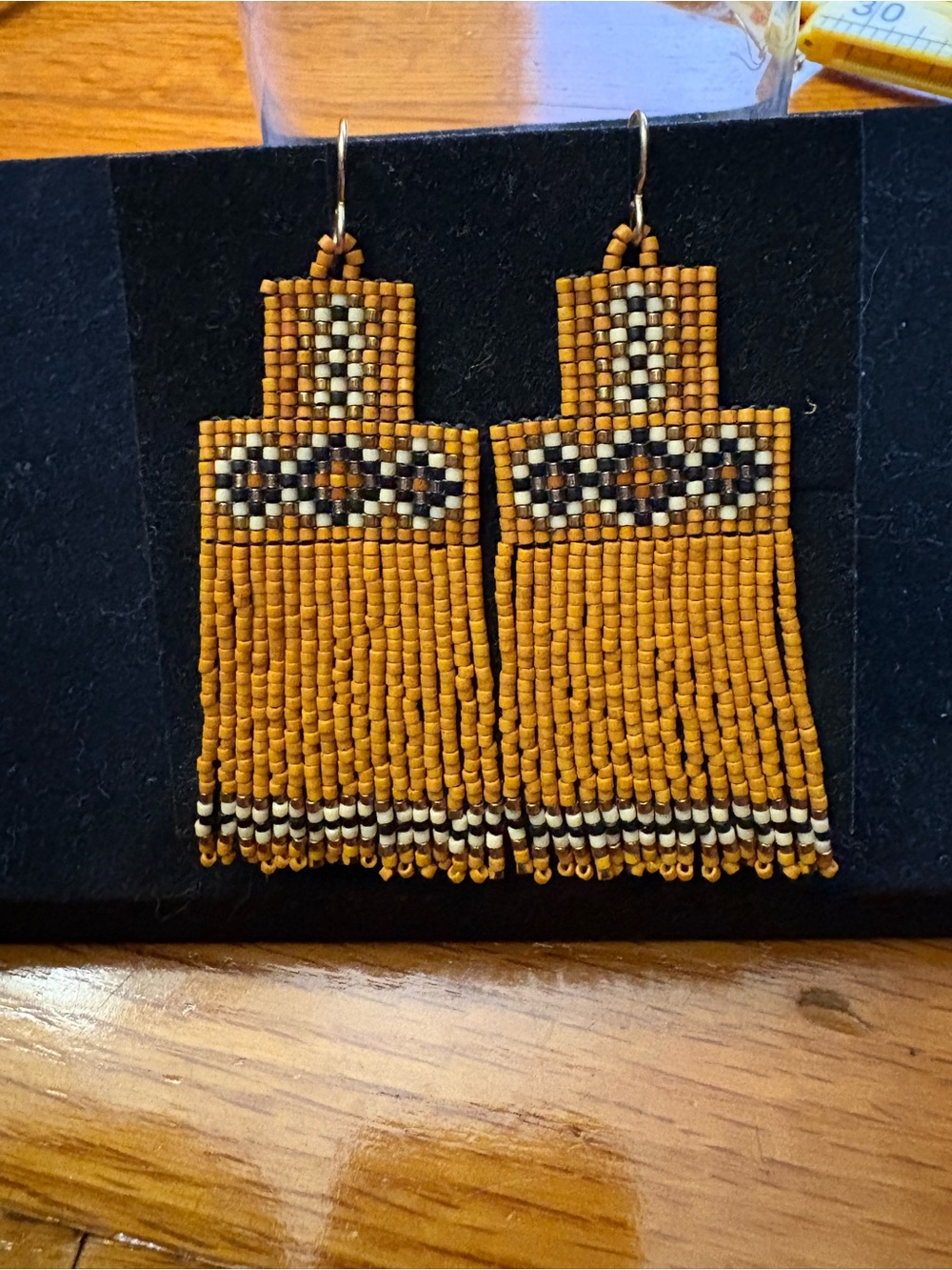 Beaded Mustard Seed Bead Fringe Earrings - Boho Women Jewelry